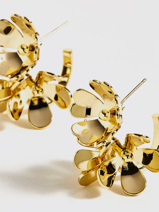 Retro Metal Çiçek Küpe Uçları