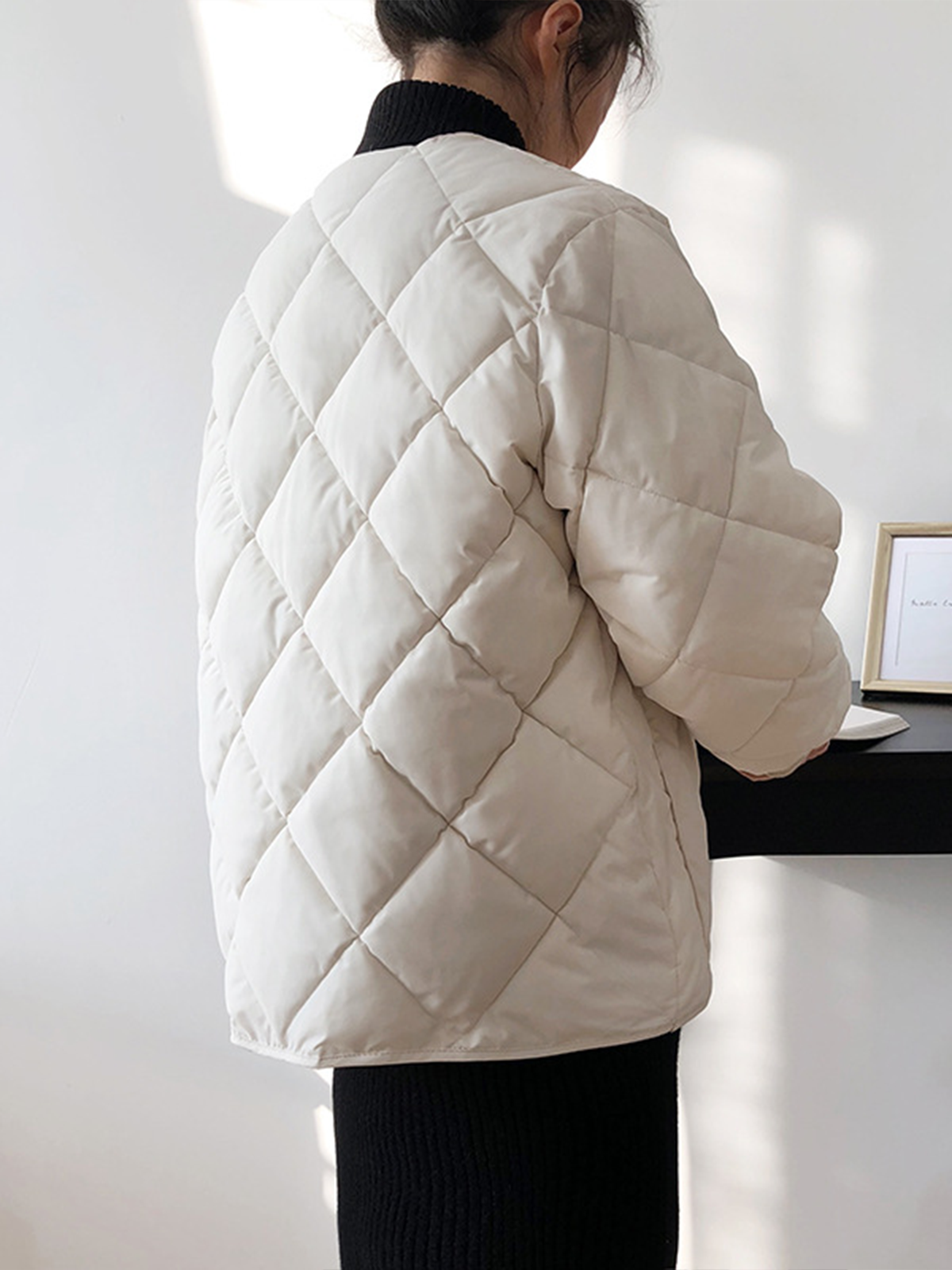 Romboid Düğmeli Kış Kabanı