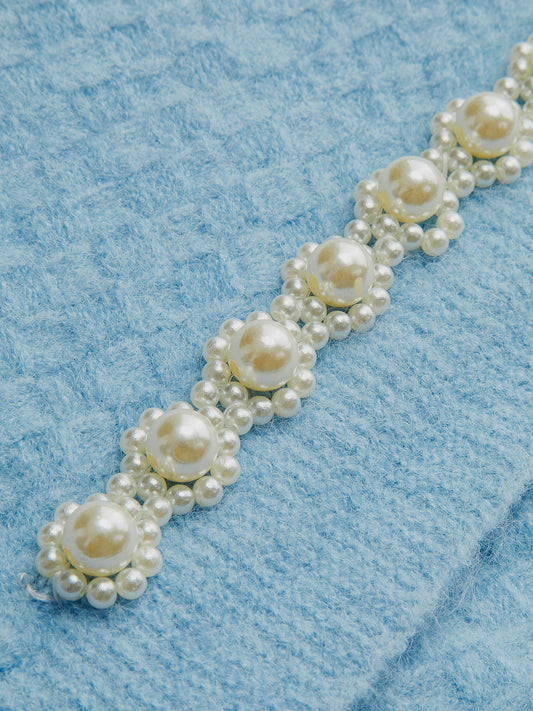 İnci Boncuklu Çapraz Kazak Yeleği