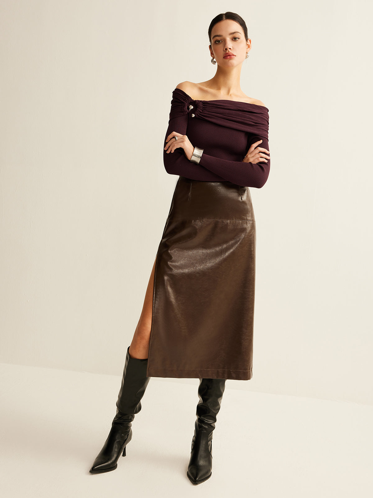 Wrinkled Tight Knit Top