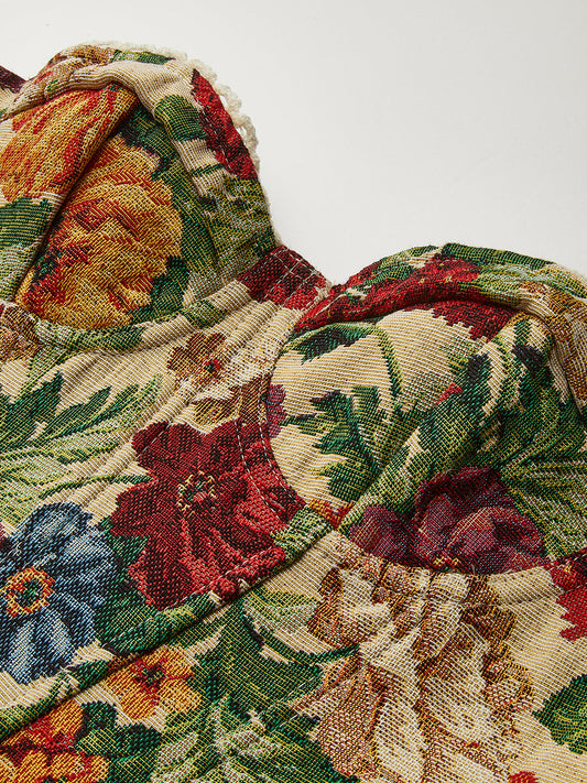 Çiçek Desenli İp Askılı Korsaj