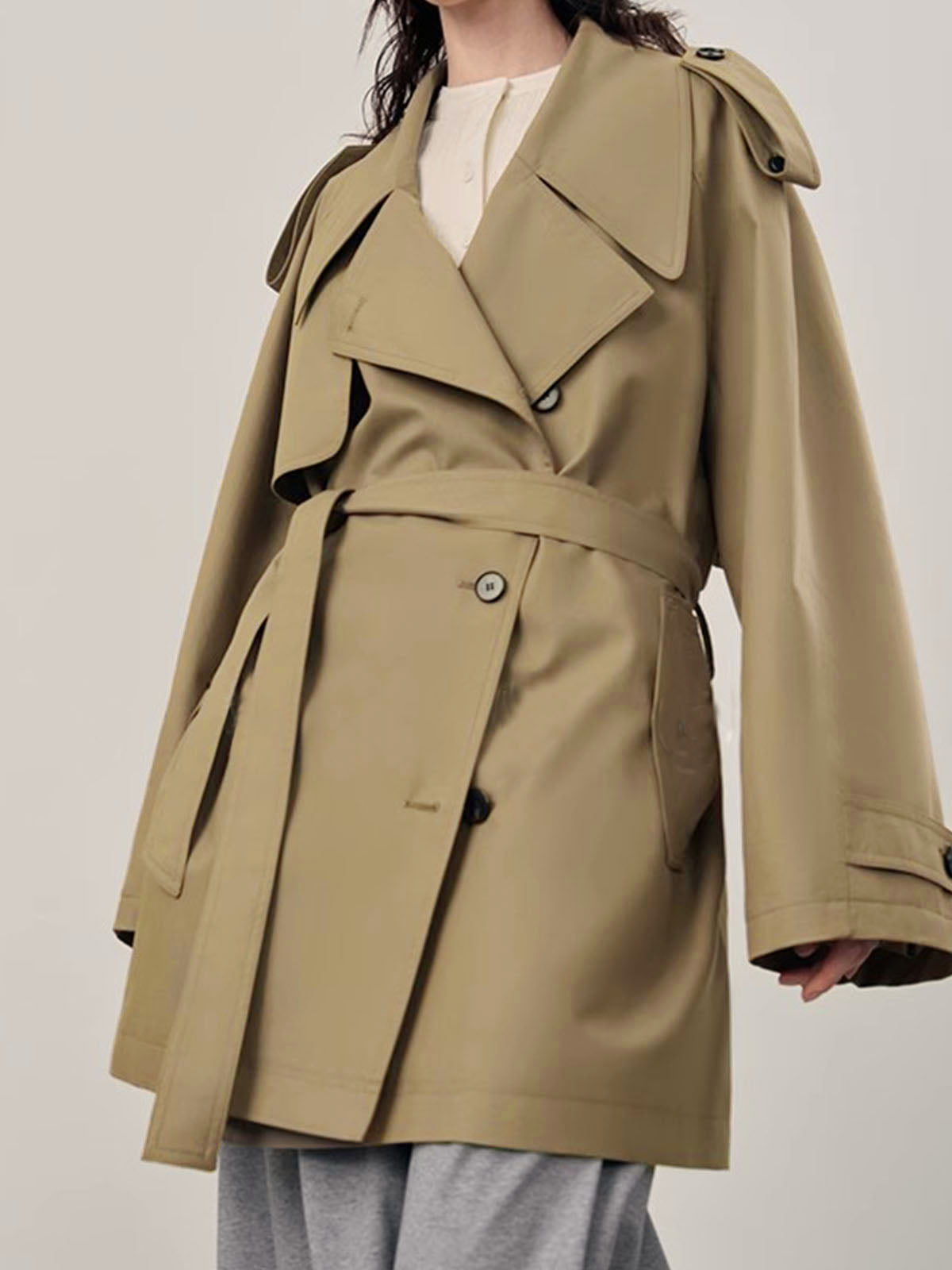 Yaka Oversize Kemerli Trençkot