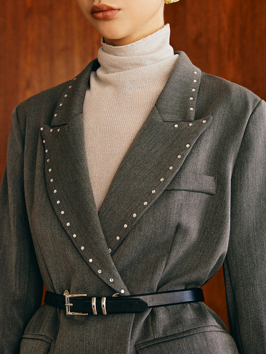 Kemer Olmadan Boncuklu Süslemeli Ceket