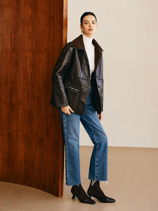 Çift Taraflı Yapay Deri Polar Ceket