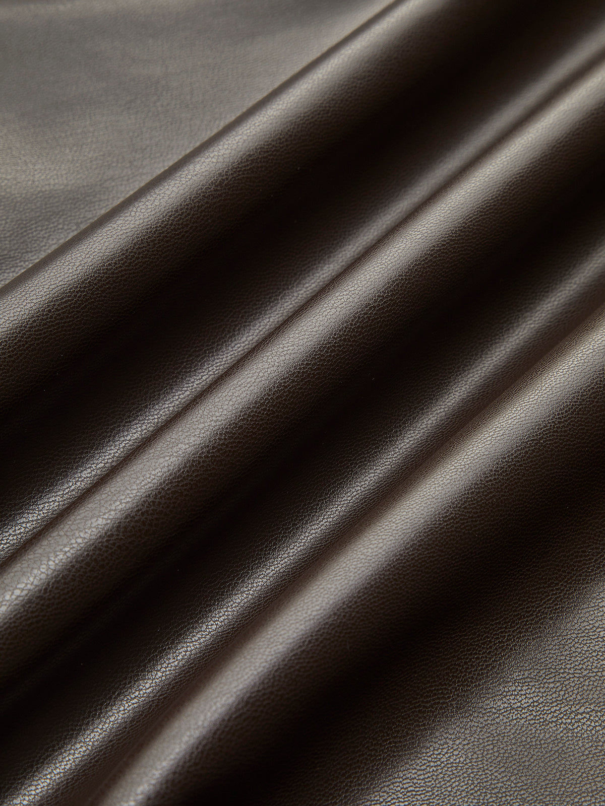 Katlanmış Sahte Deri Midi Etek