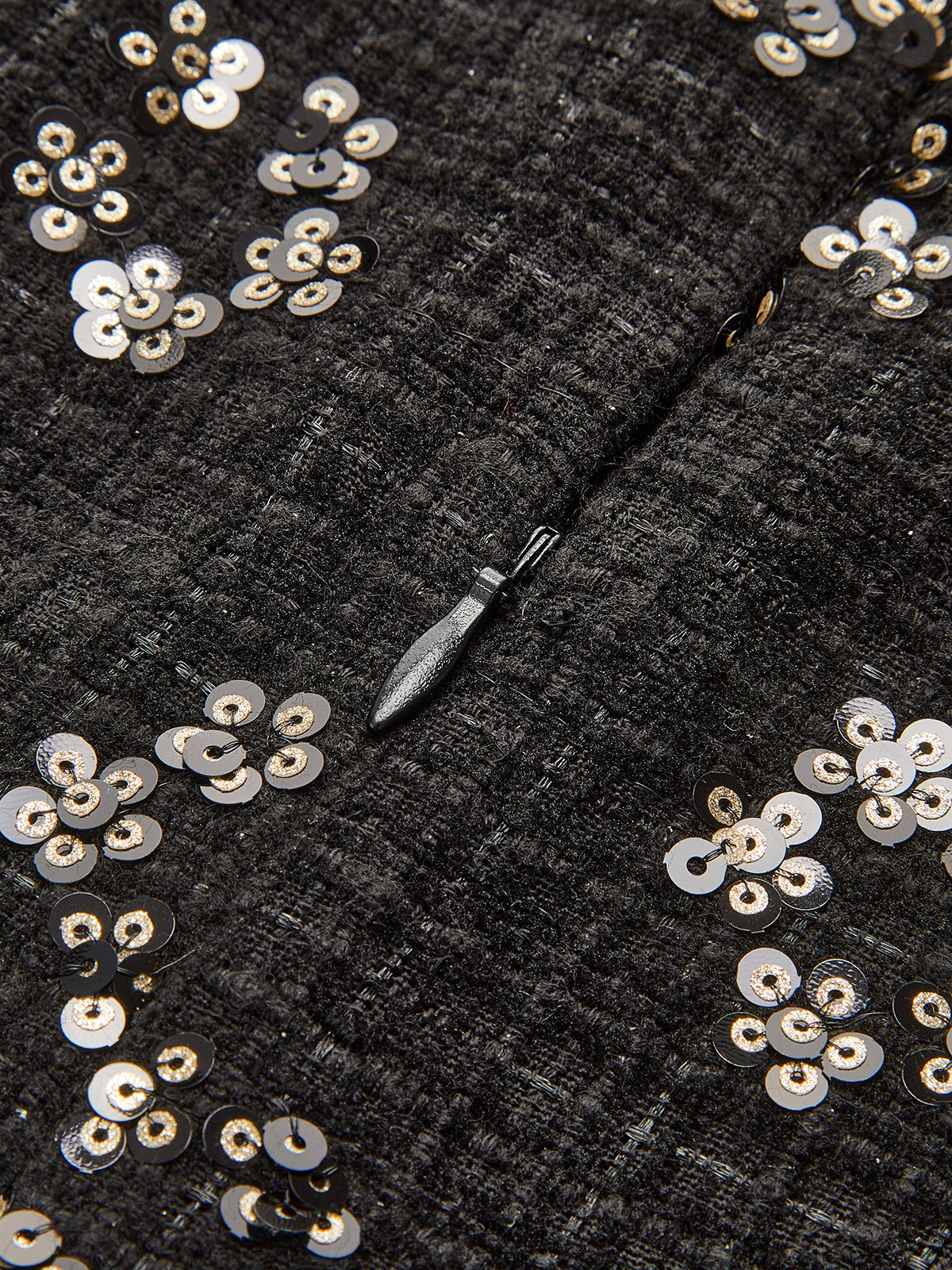 Pul payetli çiçekli tweed etek