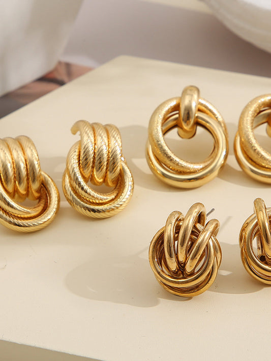 Üç Parçalı Çapraz Halka Sarkan Küpe