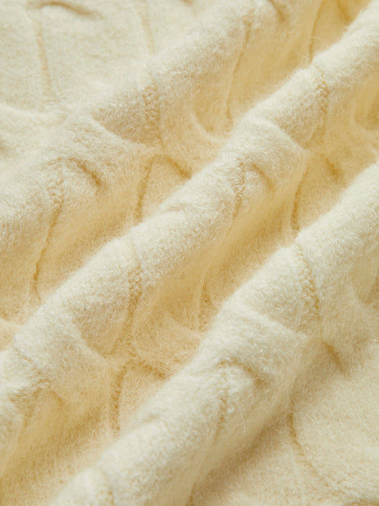 Düğmeli Şal ile Kablo Kazak