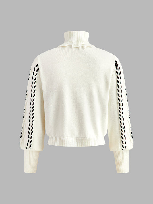 Yüksek Yaka Ham Kenar Dönme Kazak