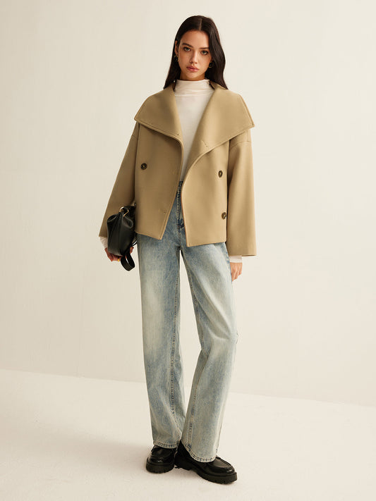 Büyük Yaka Keten Manto