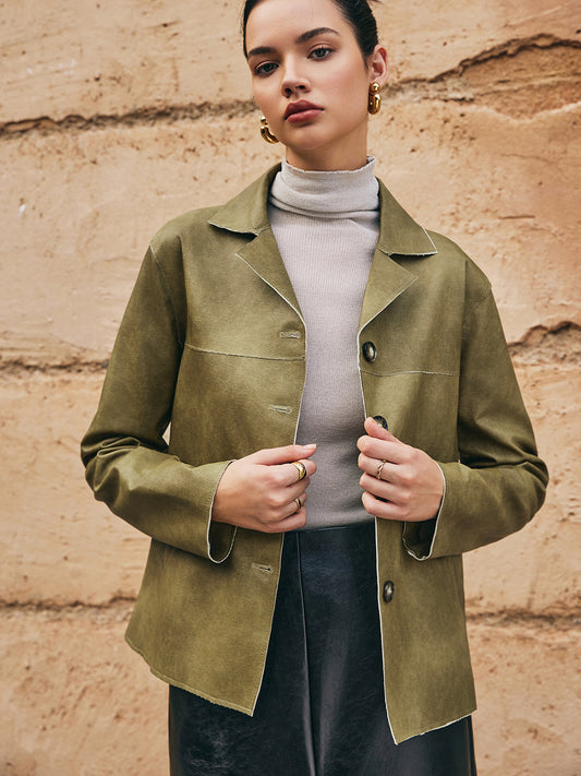 Sıcak PU Deri Düz Ceket