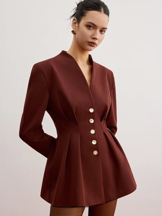 Omuz Pediyle Şeritli Blazer Ceket