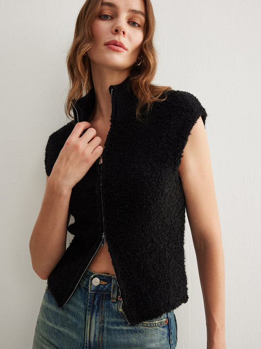 İki Yönlü Fermuarlı Minky Kardigan