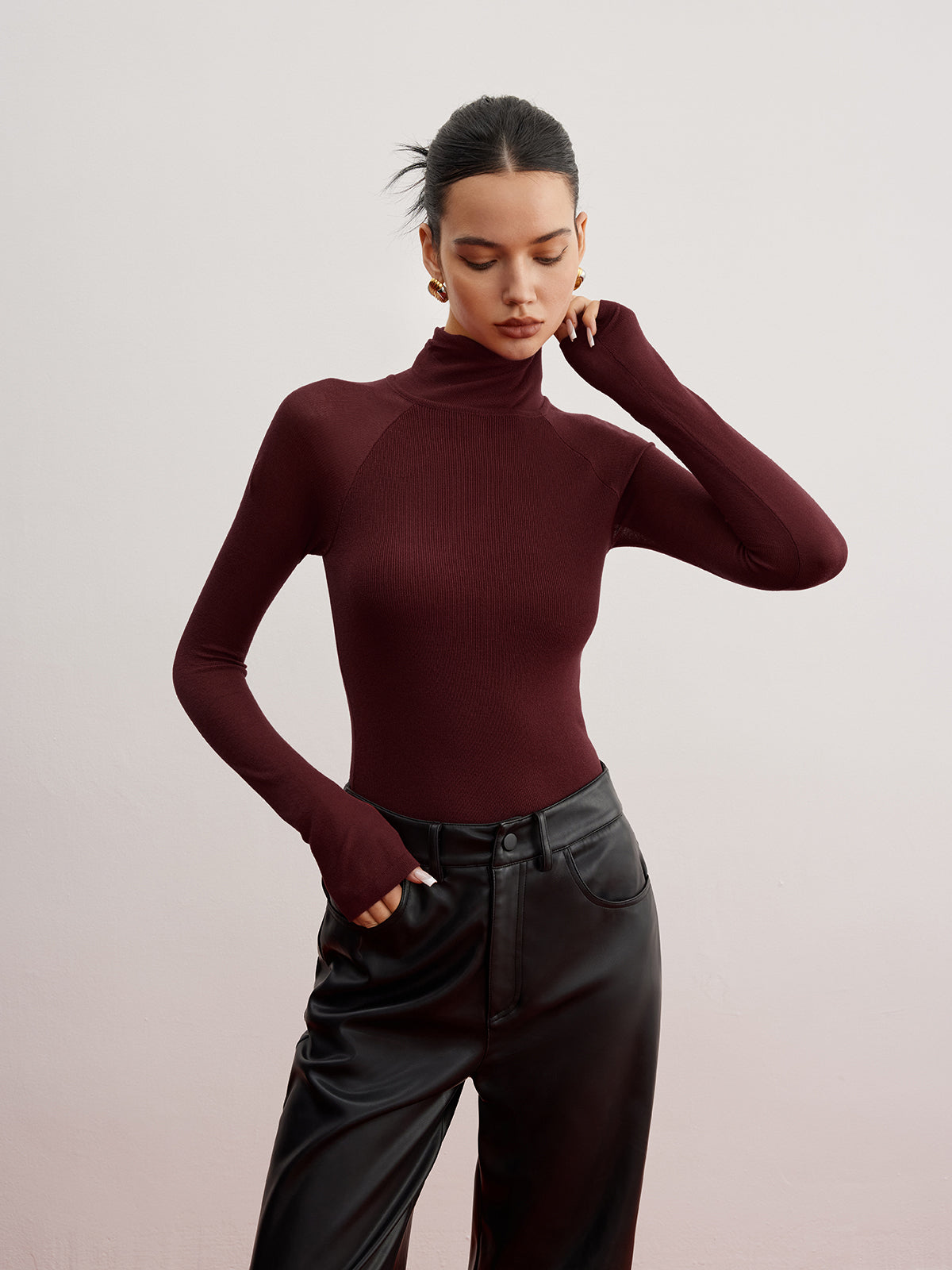 Transparent Sleeve Slim Fit Sweater