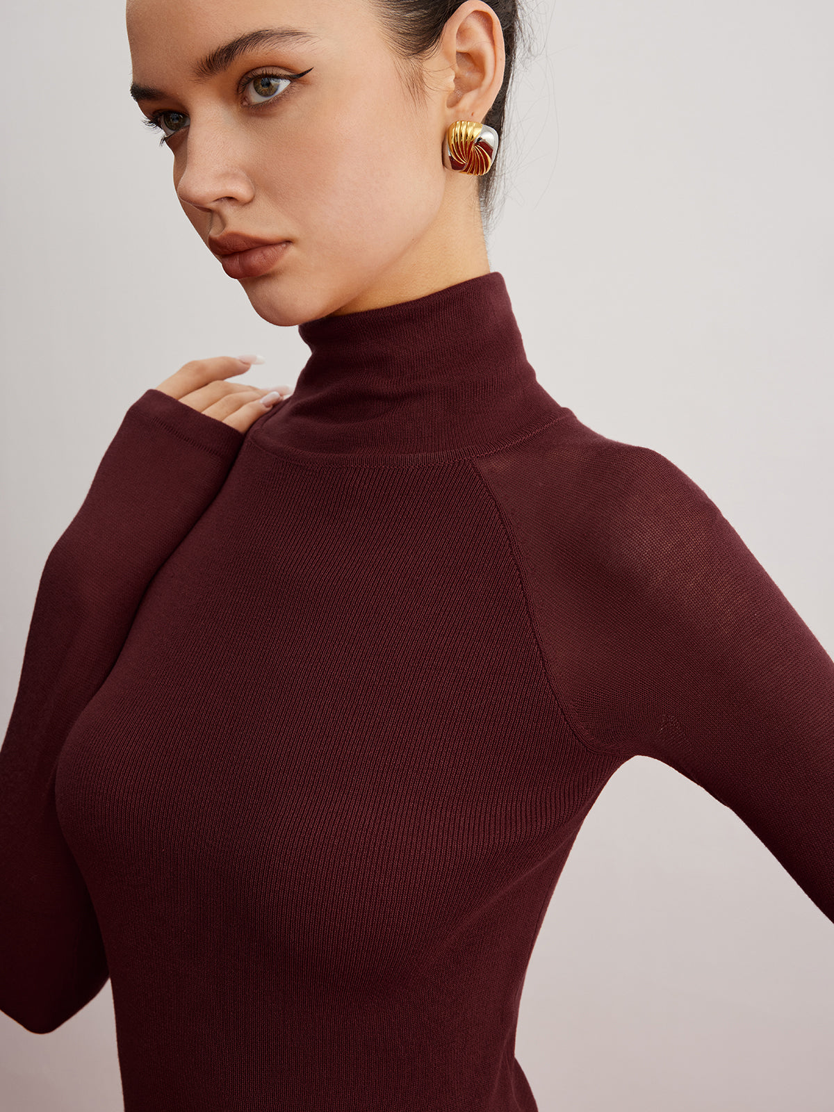 Transparent Sleeve Slim Fit Sweater