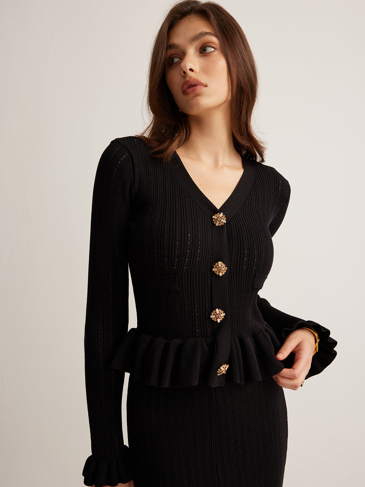Ruffle İnce Kazak Elbisesi