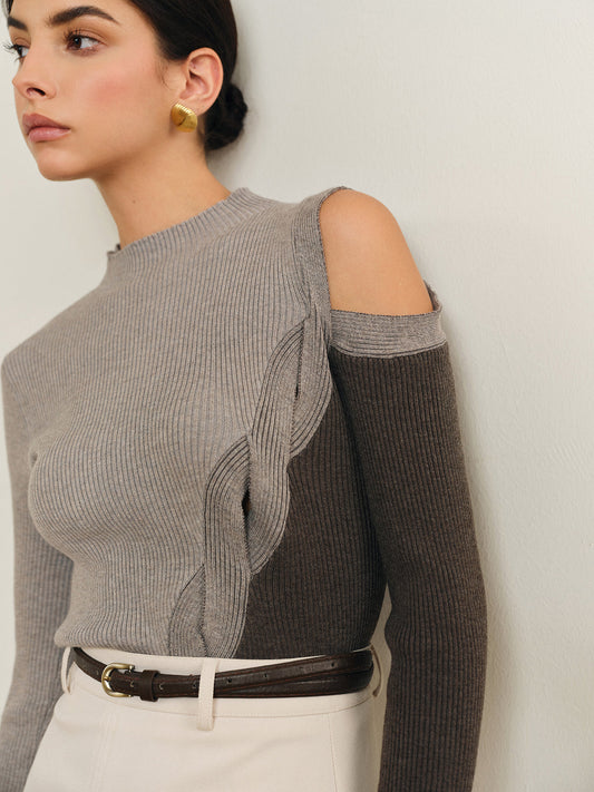 Günlük Renk Bloklu Örgü Üst