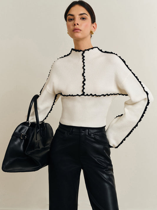 Ribbed Marul Kenarı Örgü Üst