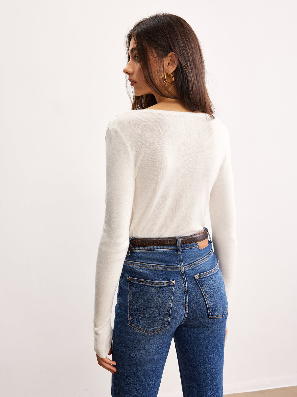 Wool Blend Pleated Knit Blouse