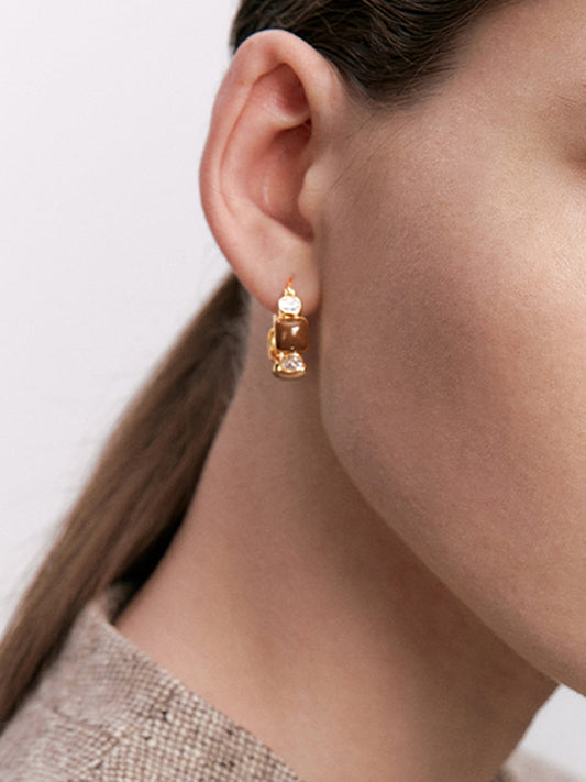 Lüks Taşlı Halka Küpeler