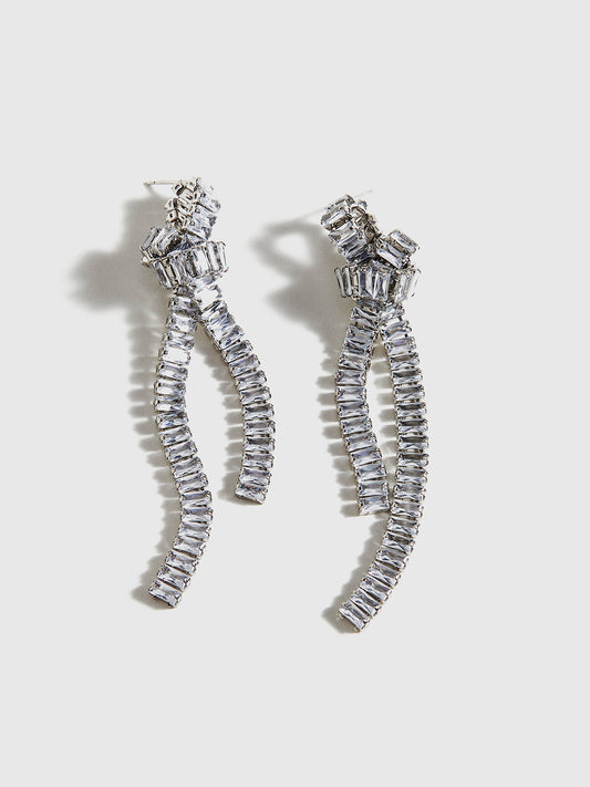 Strass Düğümlü Püskül Küpeler