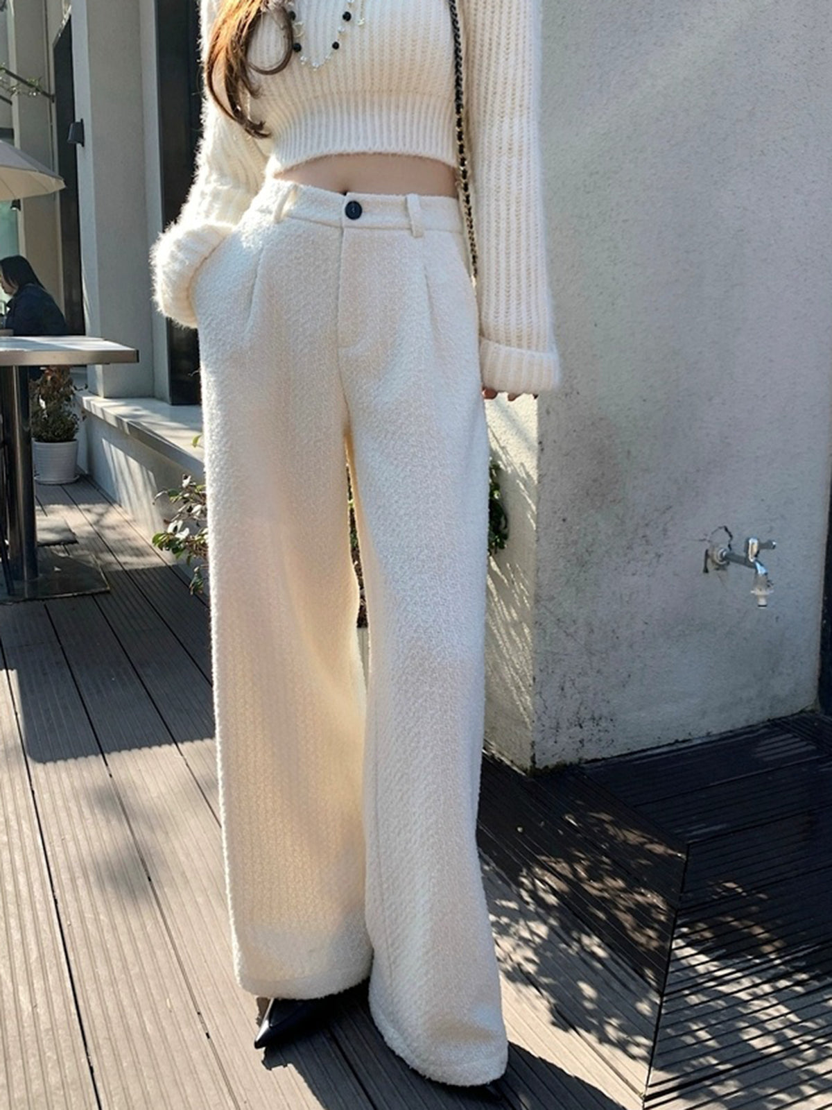 Yün Karışımı Tweed Pantolonlar