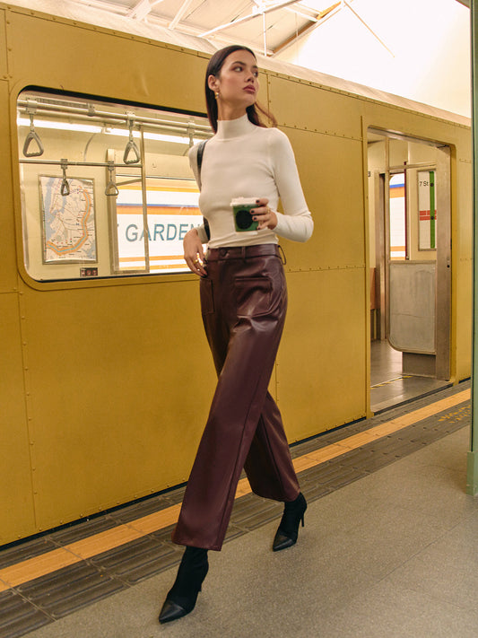 Retro Sahte Deri Pantolonlar