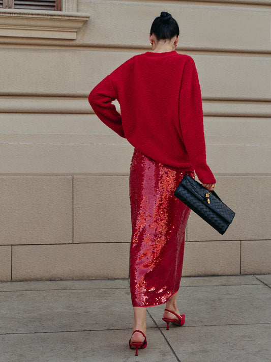 Şık Düz Pul Payet Etek