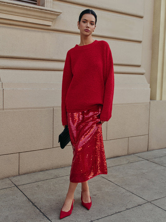 Şık Yün Karışımı Rahat Kazak