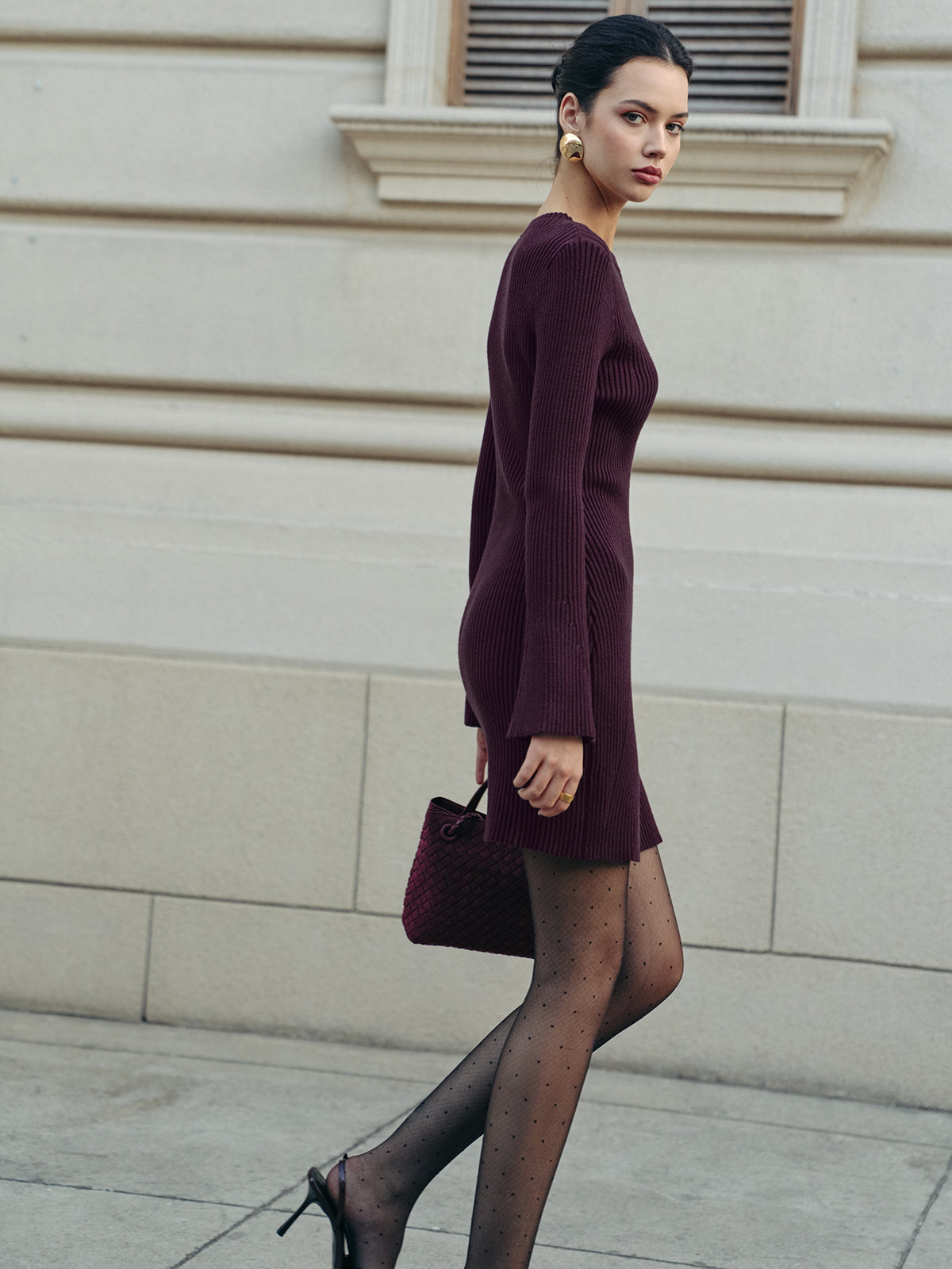 Minimalist Ribbed Sweater Kısa Elbise