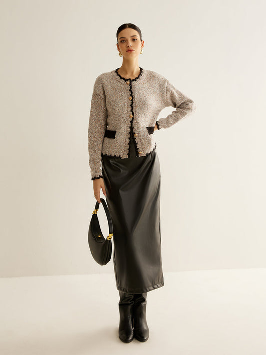 Çeşitli Kontrast Düğme Düğmeli Hırka