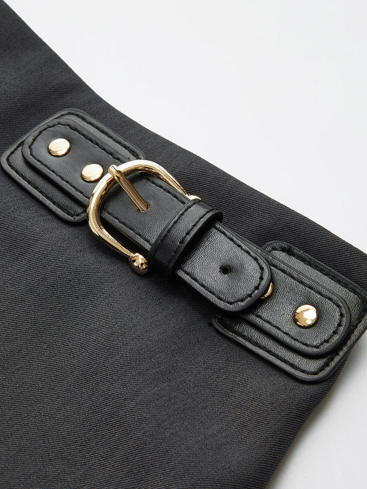 Yana Pileli Kemerli Etek