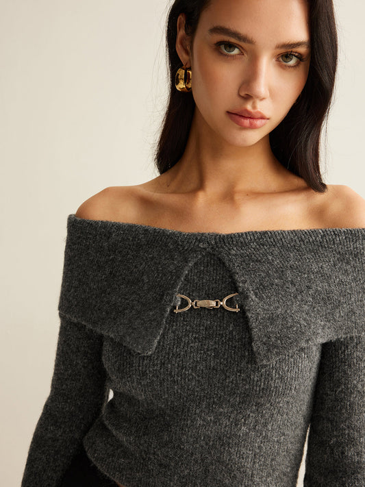 Omuz Açık Kısa Örgü Üst