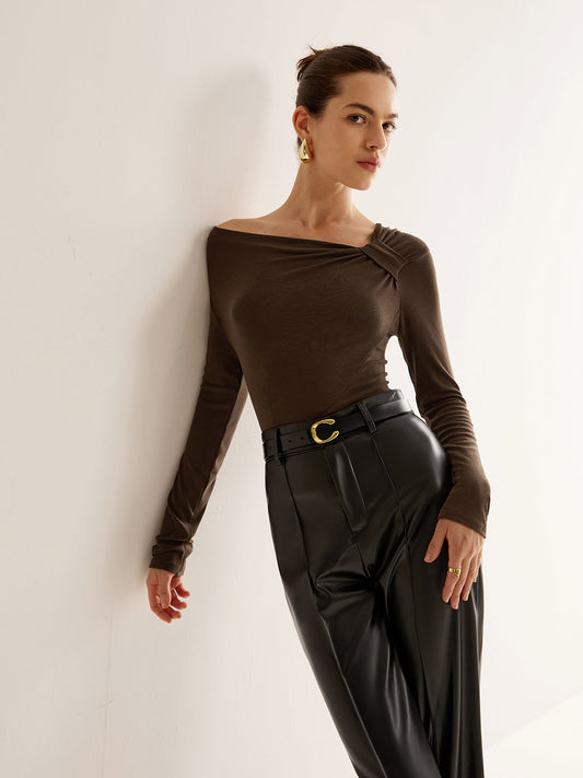 Düğümlü Açık Omuz Jarse Üst