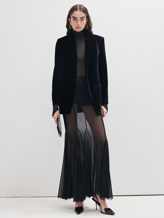 Kısa Kol Şeffaf File İnce T-Shirt