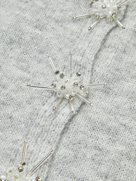 Yün Karışımı Rhinestone Detaylı Kazak