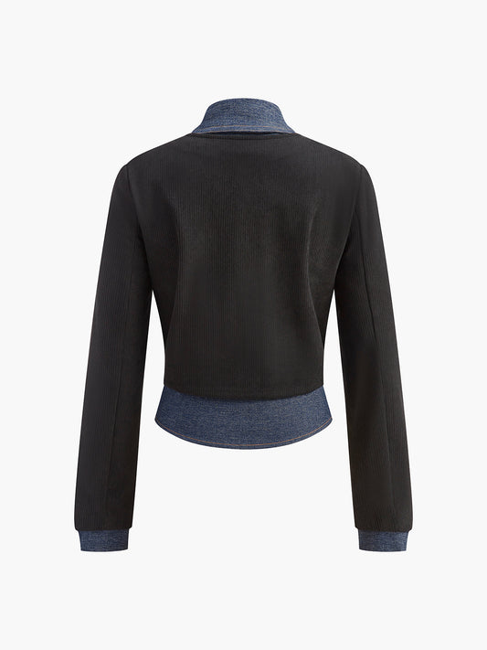 2 in 1 Denim Panel Polo Tişört