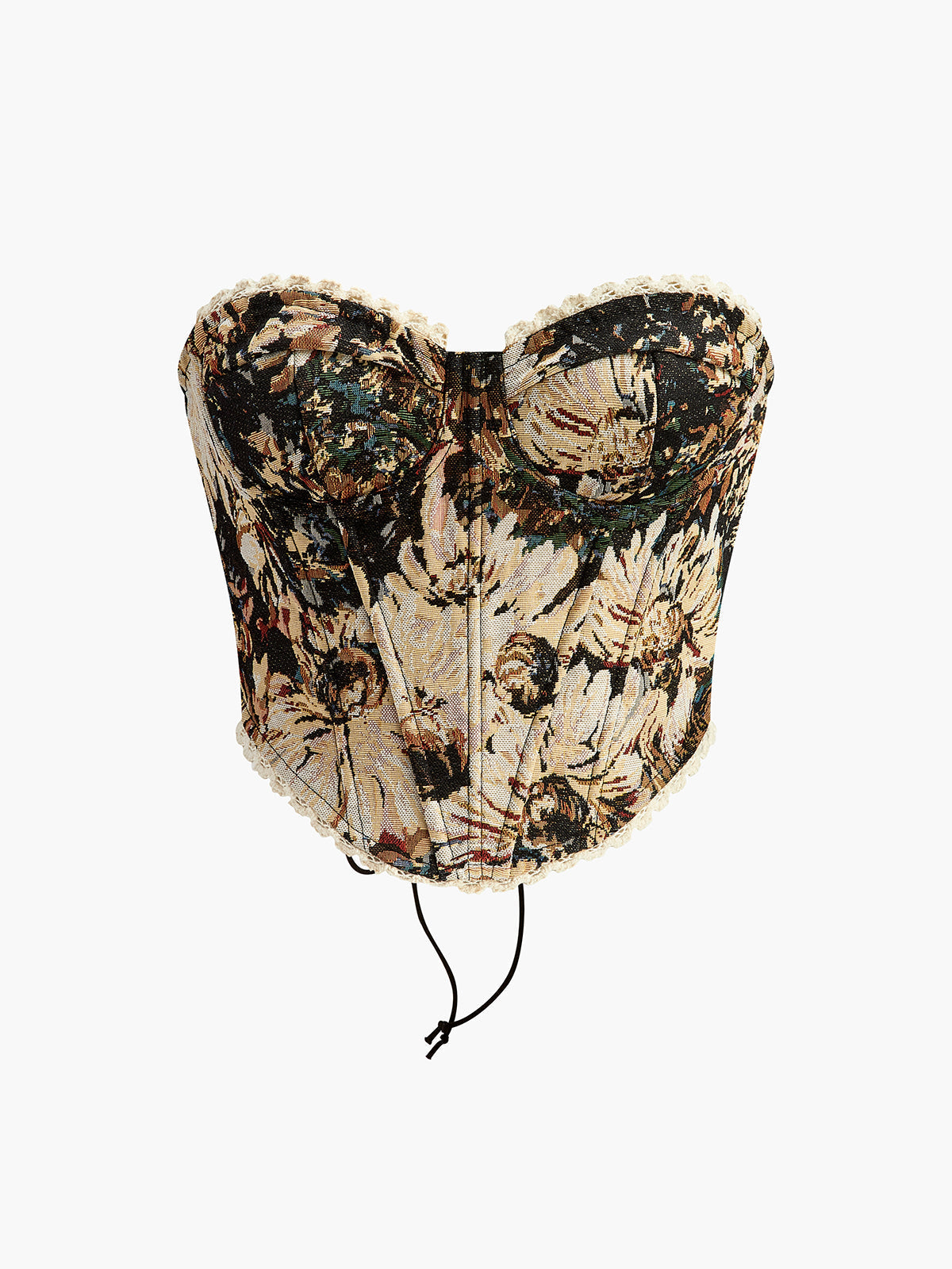 Retro Printed Structured Cord Corset