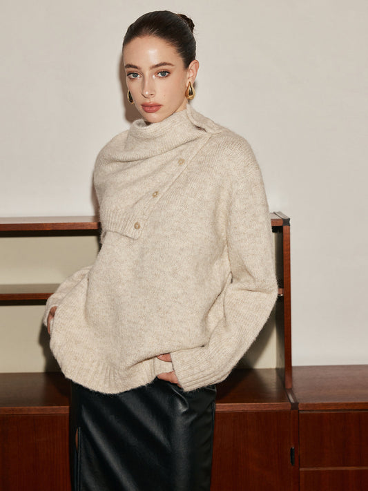 Ayarlanabilir Şal Yün Karışımlı Kazak