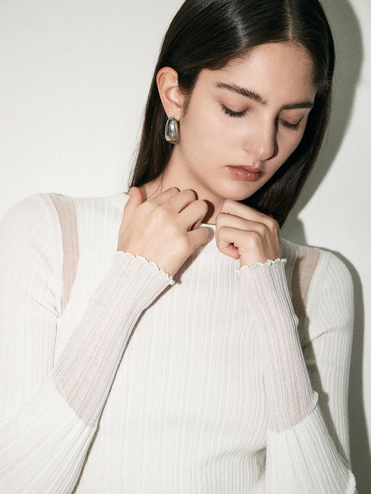 Minimalist Yün Karışımlı Triko Üst