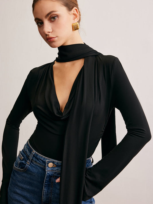 Ceket Yaka Kurdele T-Shirt