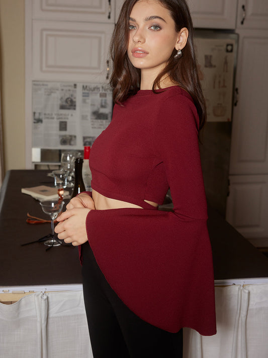 Kısa Ruffle Bağlama Tişört