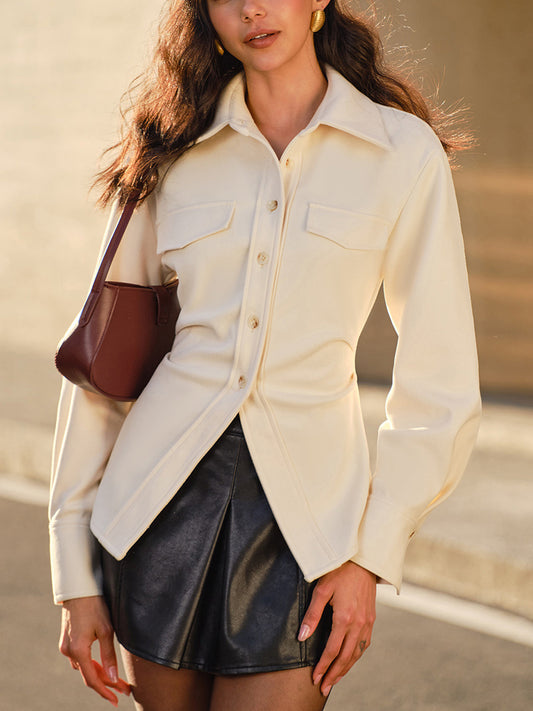 Tweed Düğmeli Slim Polo Gömlek