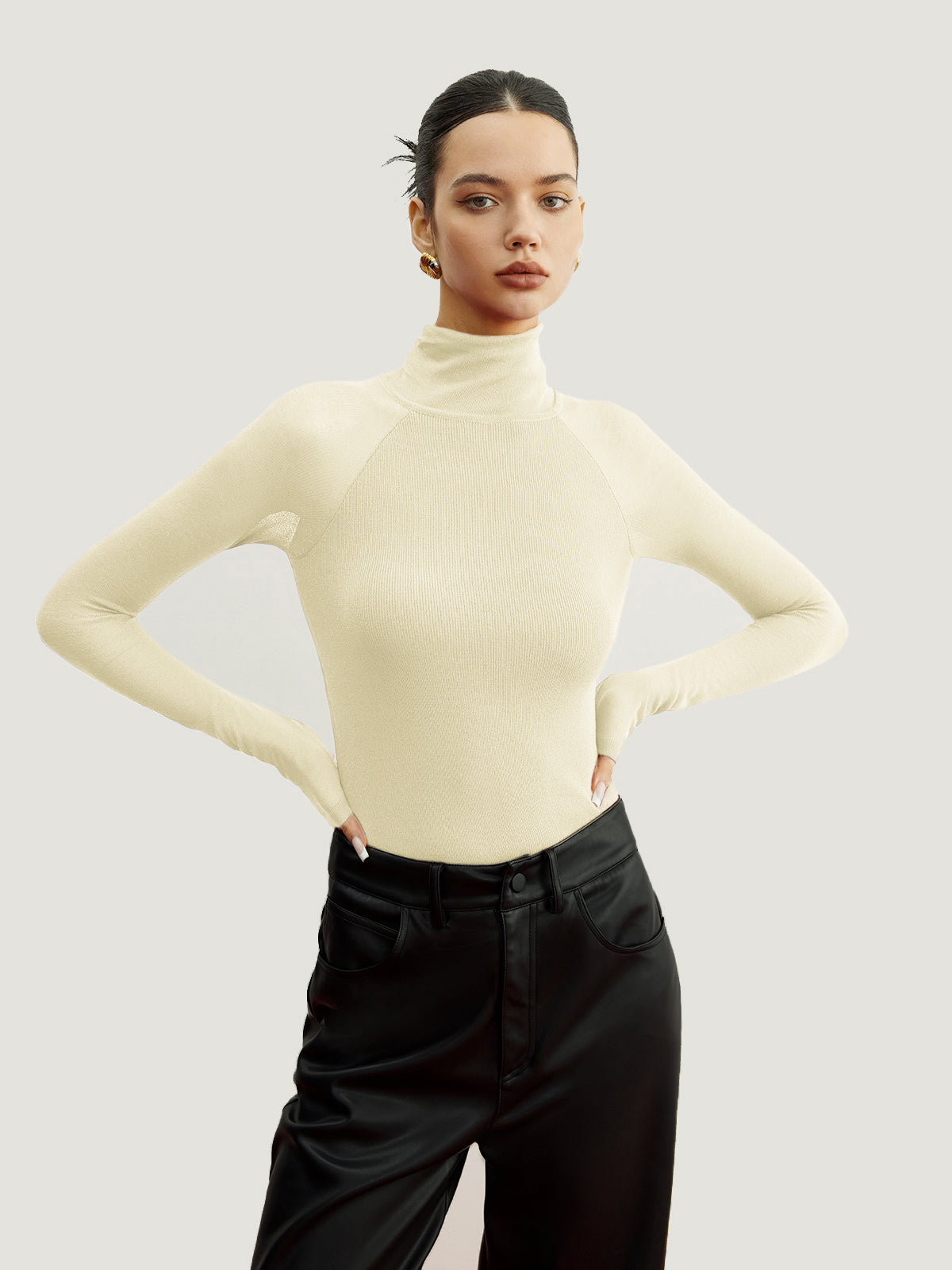 Transparent Sleeve Slim Fit Sweater
