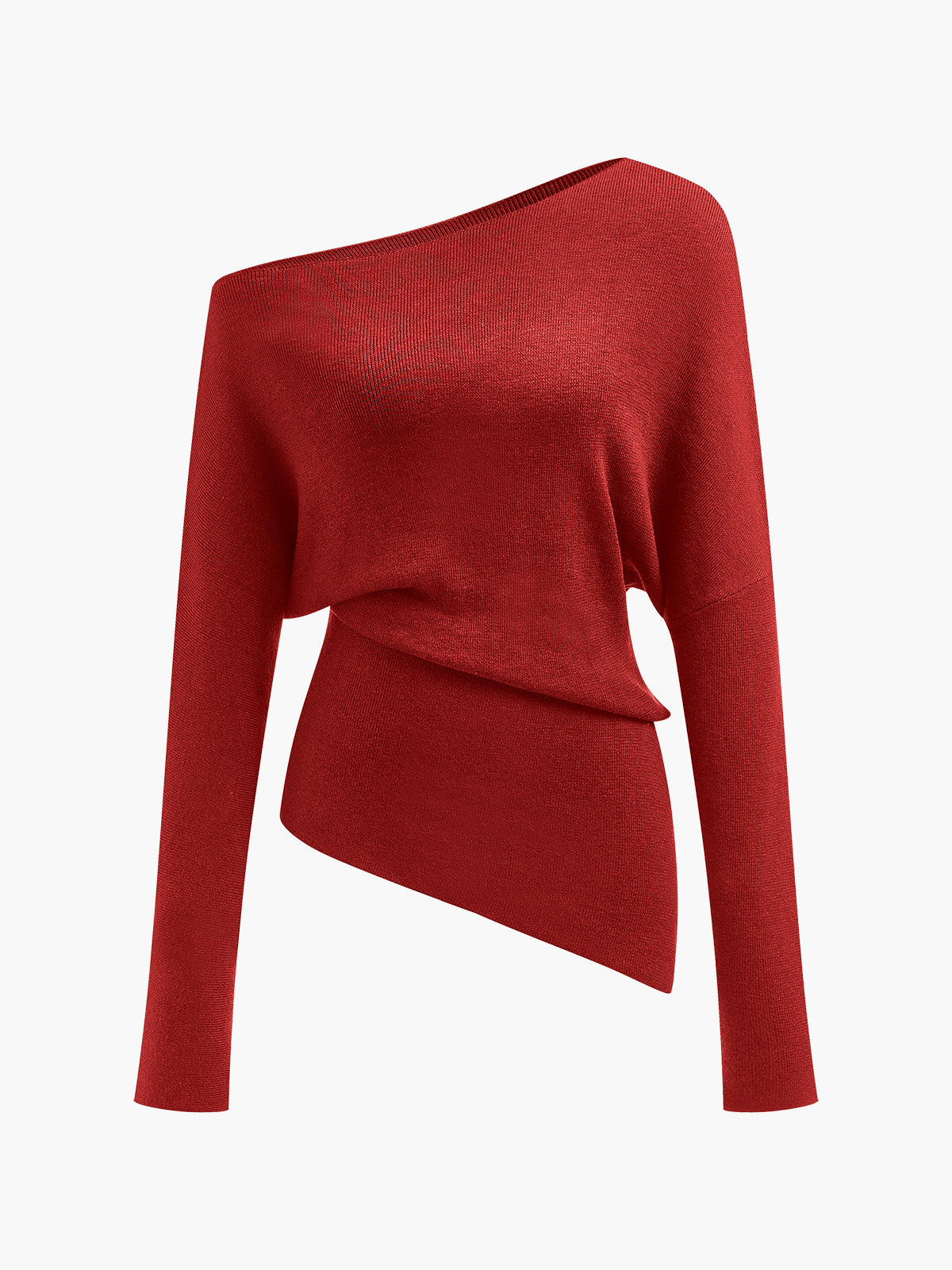 Wool Blend Asymmetric Collar Knit Blouse