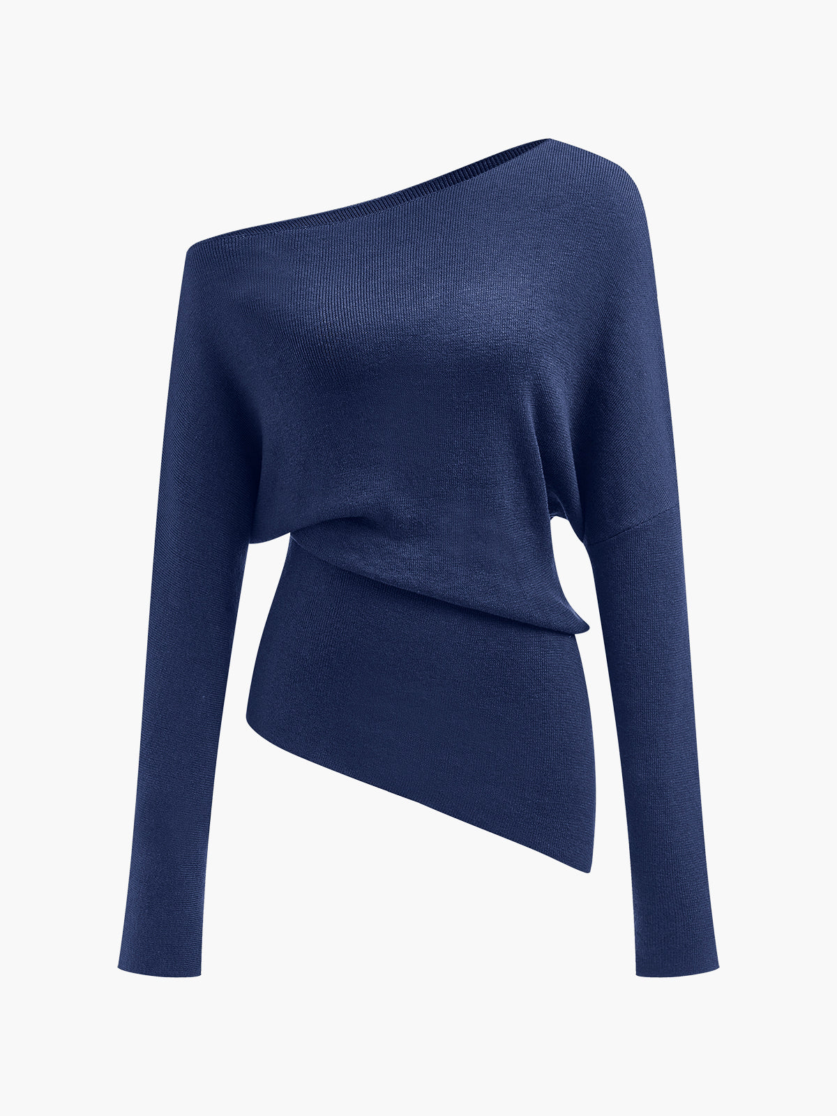 Wool Blend Asymmetric Collar Knit Blouse