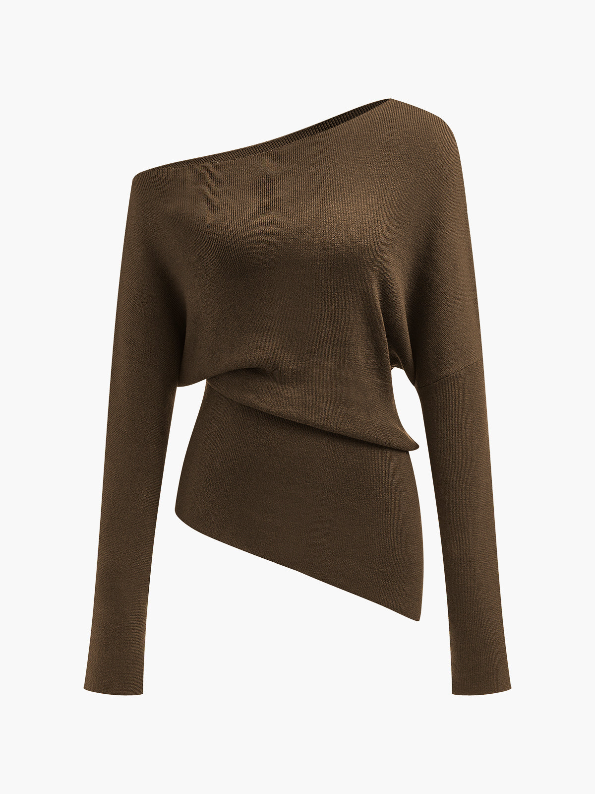 Wool Blend Asymmetric Collar Knit Blouse