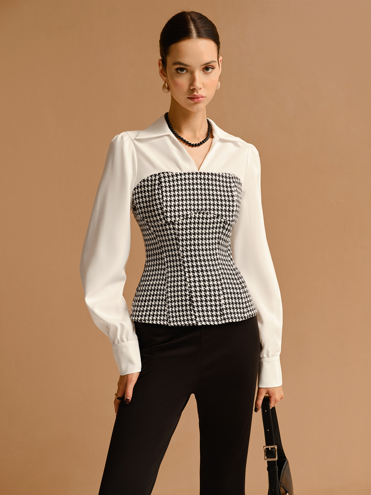 2'si 1 arada Houndtooth Polo Tişört