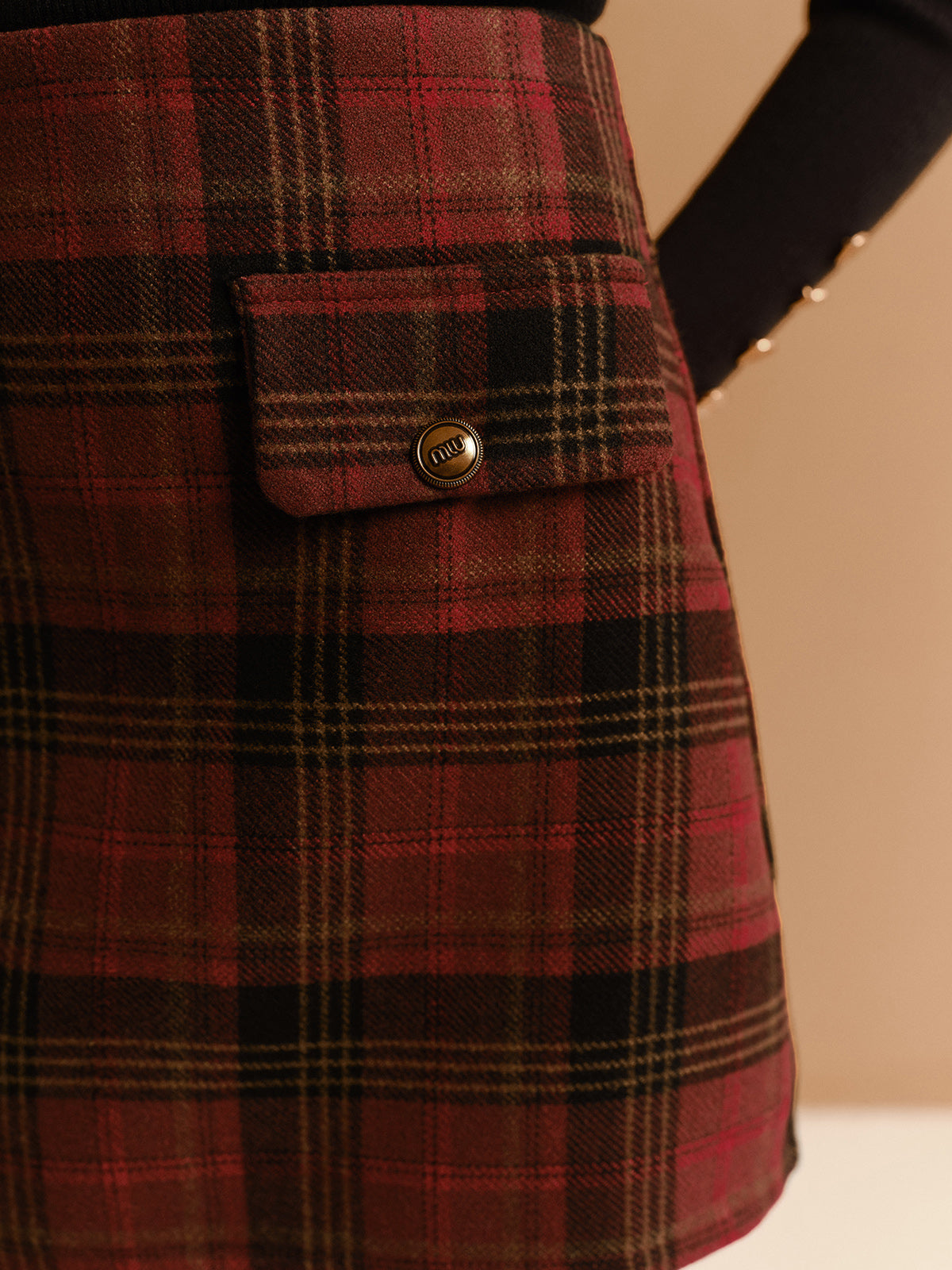 Tweed Desenli Mini Etek