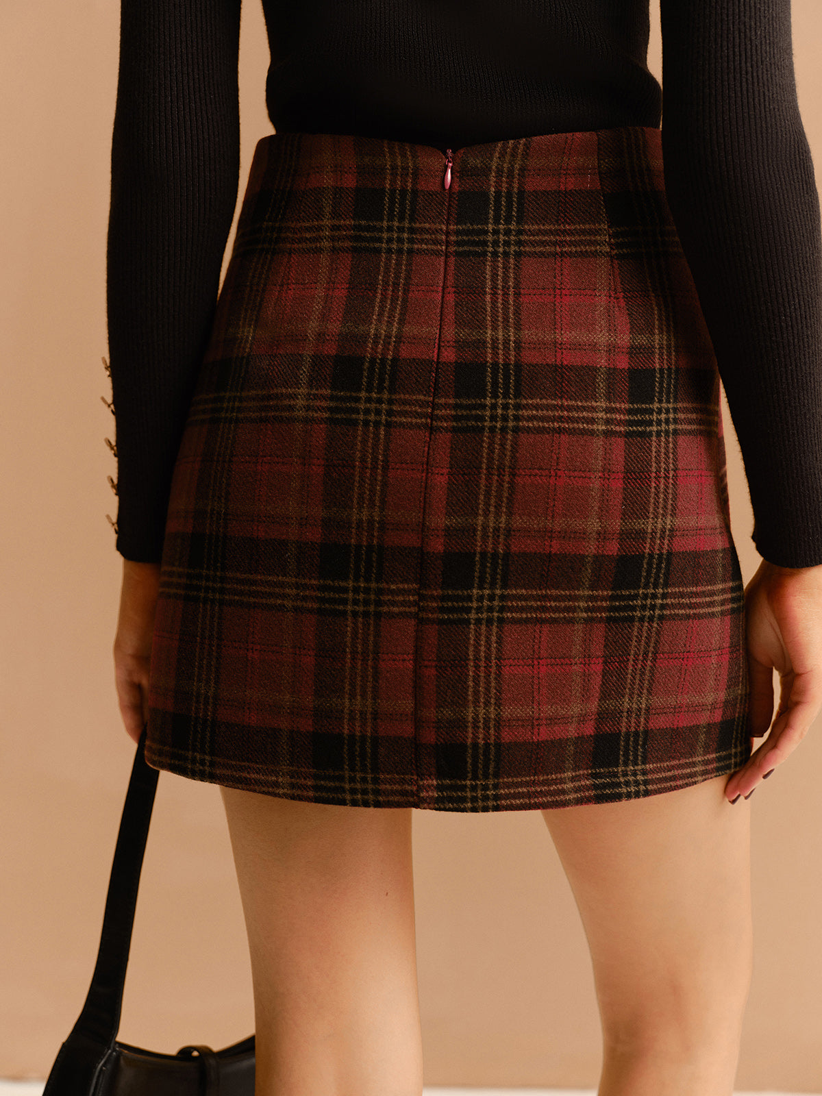 Tweed Desenli Mini Etek